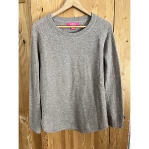 Catherine Malandrino 100% Cashmere Sweater Size L pullover crewneck grey